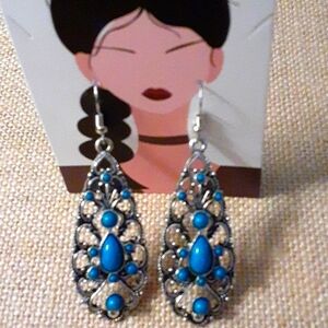Earrings. Blue, a country Blue color.